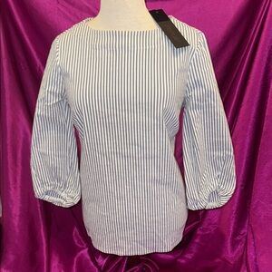 NWT by Renuar size XS, fits baggier. Blue Striped Women's Top